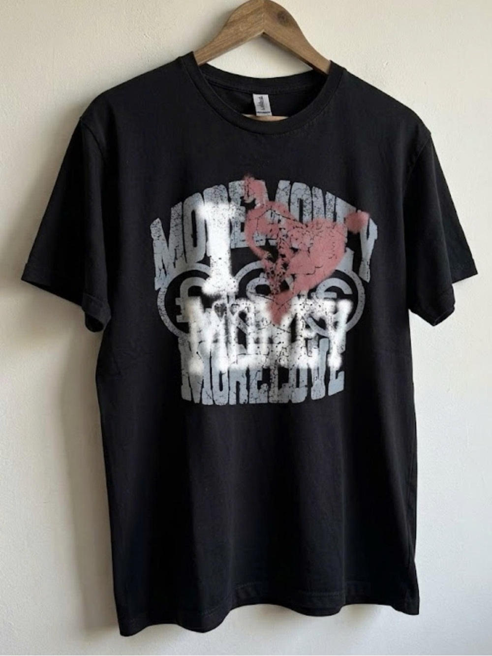Gildan Black Short-Sleeve Tee with White and Faded Pink Graphic | Unisex Shirt
